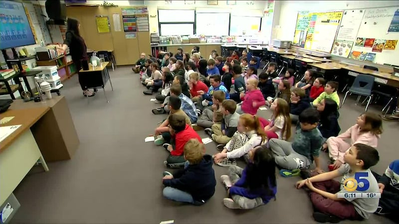 Chief Meteorologist Melissa Frey teaches students at Northern Lights ABC School how to be...