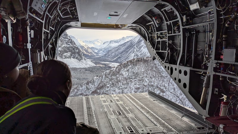 View from inside the Chinook Helicopter