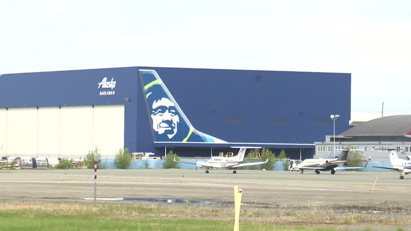 Alaska Airlines hanger in Anchorage