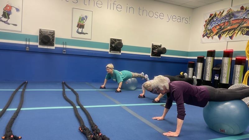 Seniors in Anchorage push their limits in a fitness class.