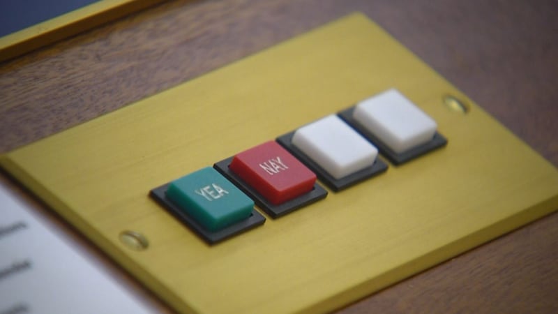 Yay or nay buttons in the Alaska state legislature in Juneau.