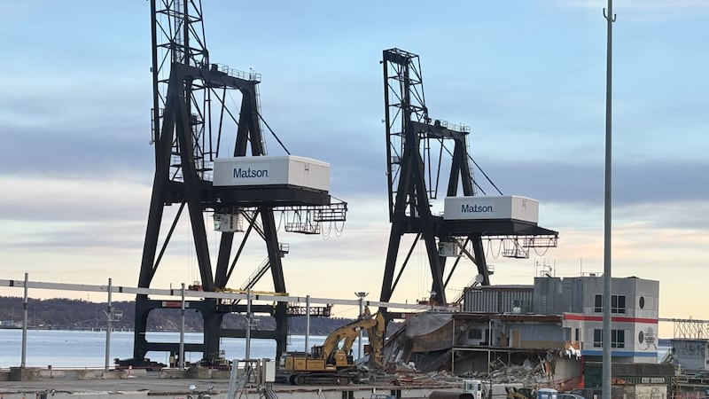 Demolition at the Port of Alaska to make way for the modernization project
