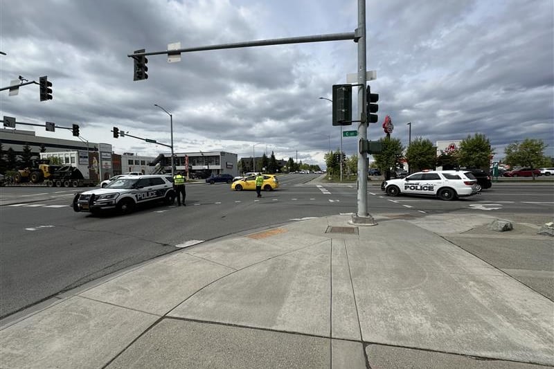 A collision between a pedestrian and vehicle briefly closed down lanes of Benson Boulevard at...