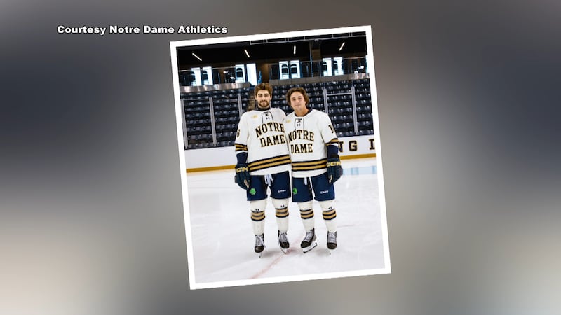 Zach Plucinski (left), of Eagle River, Alaska; and Hunter Strand, of Anchorage, Alaska, pose...