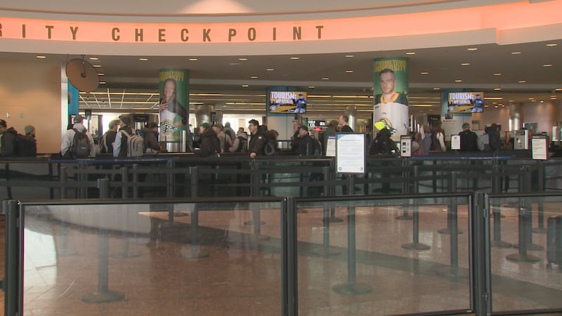 Security checkpoint at Ted Stevens Anchorage International Airport.