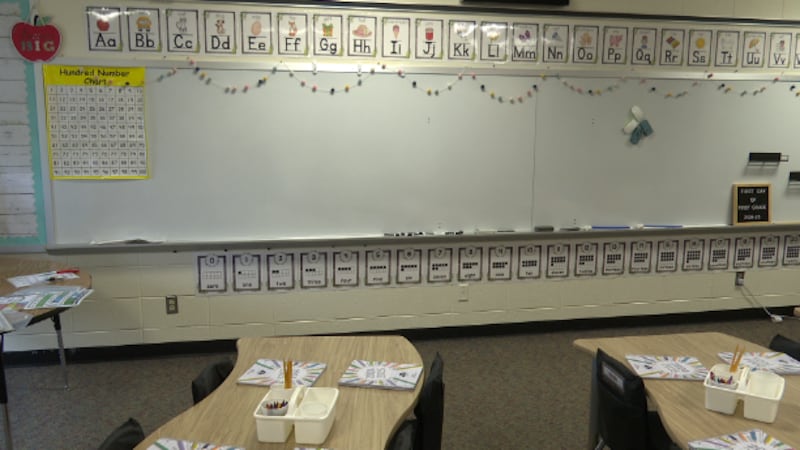 A first-grade classroom at Wilton Elementary School.