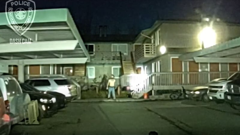 APD body cam still of Kris Handy shooting. (From Anchorage Police Department)