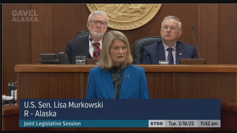Sen. Lisa Murkowski, R-Alaska, delivers her joint legislative address  from Alaska State...