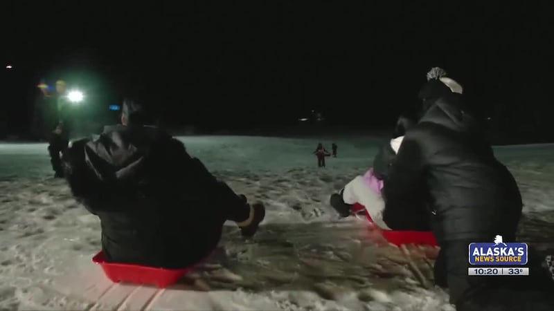 Bundle up and have a fast and fun time on the sledding hill at Kincaid Park.