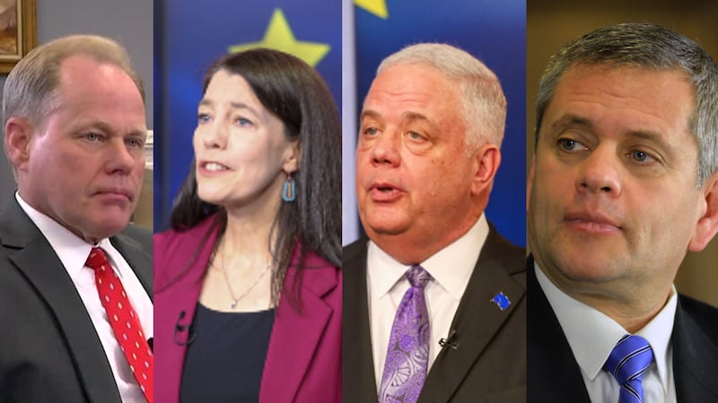 The four major candidates for mayor in Anchorage (from left to right): incumbent Dave Bronson,...