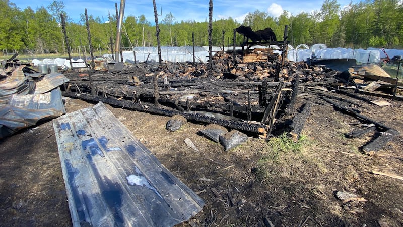 A Monday night fire destroyed the greenhouse at Brown Dog Flower Farm in Palmer.