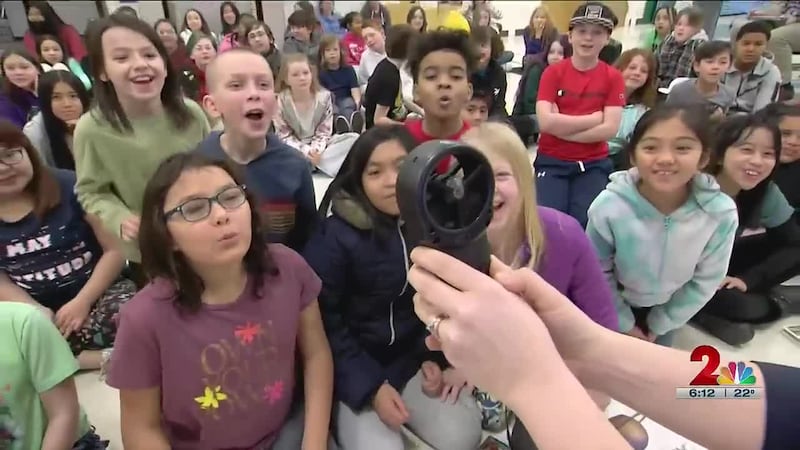 Chief Meteorologist Melissa Frey visited with the 4th 5th and 6th graders at Rogers Park...