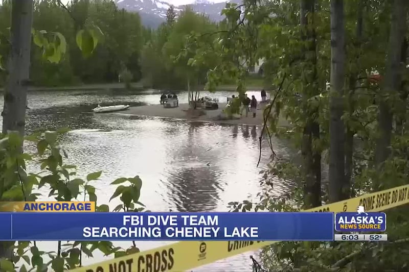 FBI dive teams were seen searching Cheney Lake in Anchorage on Monday for evidence related to...