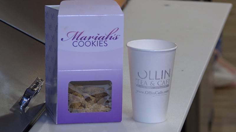 A box of freshly baked Mariah's Cookies prepared at Ollin Tea and Cafe, a brick and mortar...