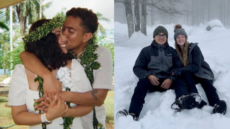 Left: Air Force Tech. Sgt. Sean and Staff Sgt. Daisy Musrasrik. Right: Airmen Miguel and...