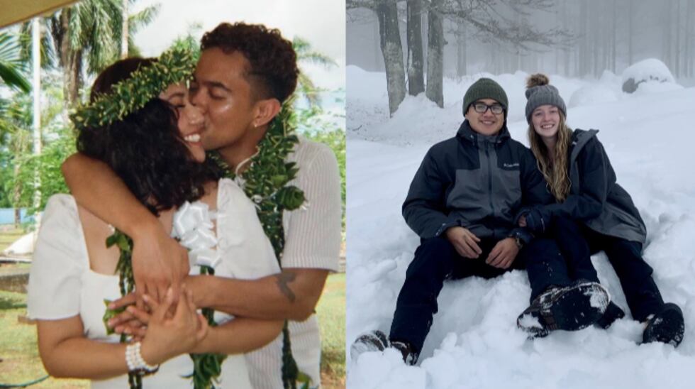 Left: Air Force Tech. Sgt. Sean and Staff Sgt. Daisy Musrasrik. Right: Airmen Miguel and...