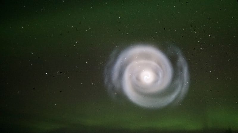 Many Alaskans witnessed a strange spiral moving through the night sky late Friday night, early...